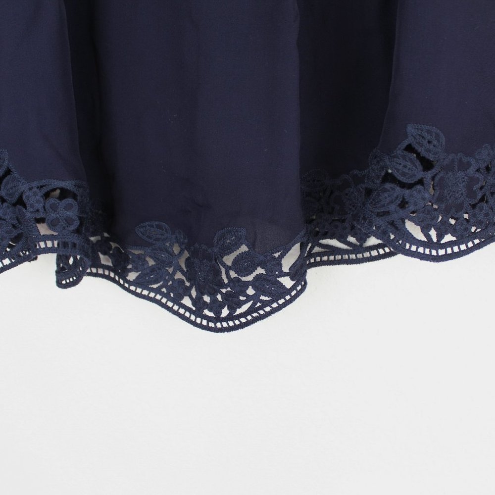 NEW Kate Spade Embroidered Trim Silk Top, Rich Navy, Small, Sleeveless, Lined - Picture 12 of 15